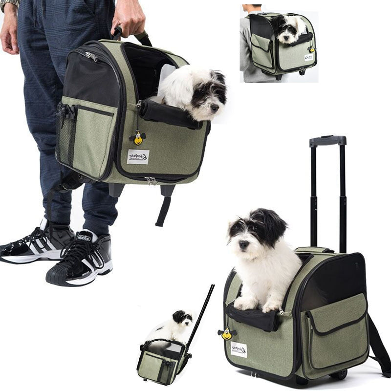 Pet Dog Cat Trolley Rolling Luggage Backpack Pet Stroller